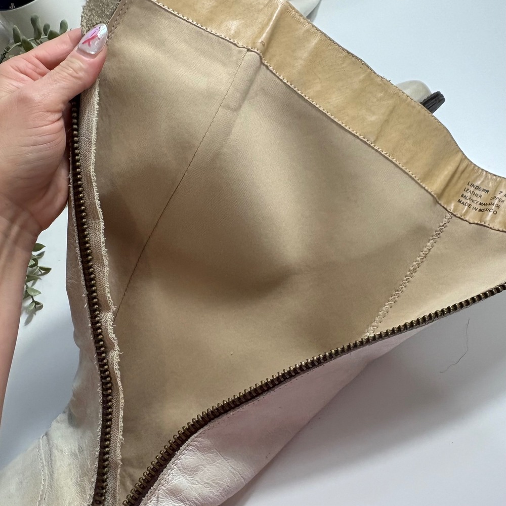 Steve Madden Linderr Cream Leather Tall Slouchy Boots Bone Off White Boho - Picture 14 of 15